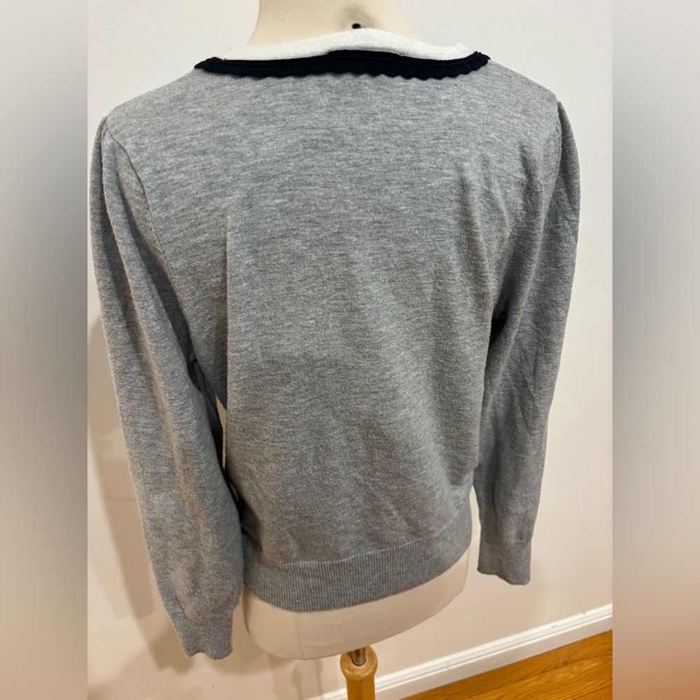 CeCe Deep V Contrast Trim Sweater, Size: S - Picture 11 of 12